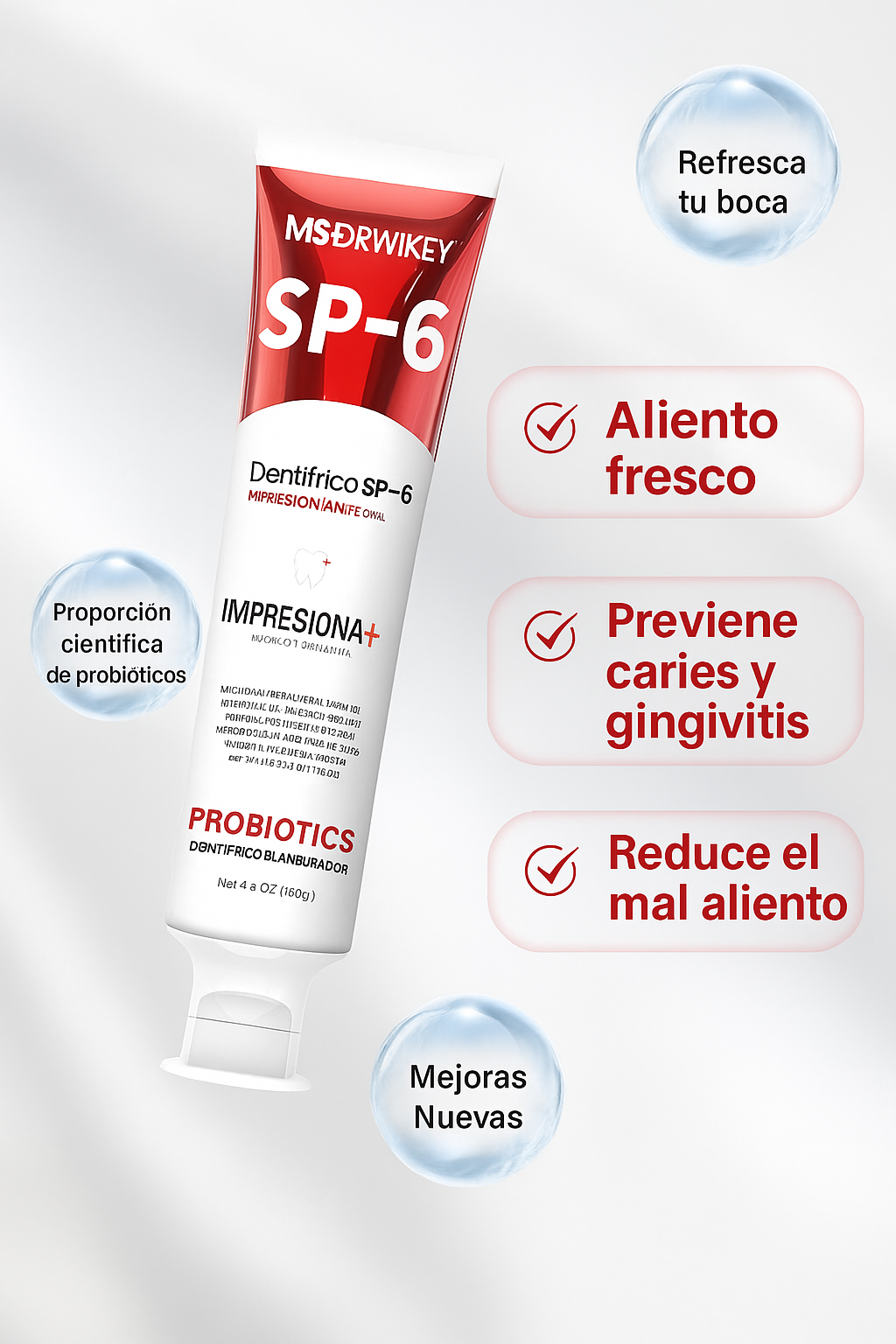 SP-6 Probiótica: Dile adiós a las caries, la gingivitis y el mal aliento con una sonrisa blanca y sana todos los días