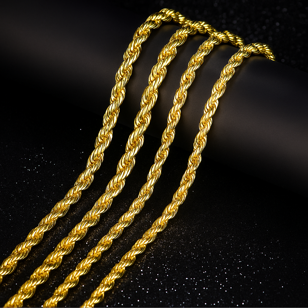 Cadena de Eslabón Torcido Chapada en Oro 14k – Resistente al Agua, Sudor y Fuego, 8mm de Estilo Único y Duradero