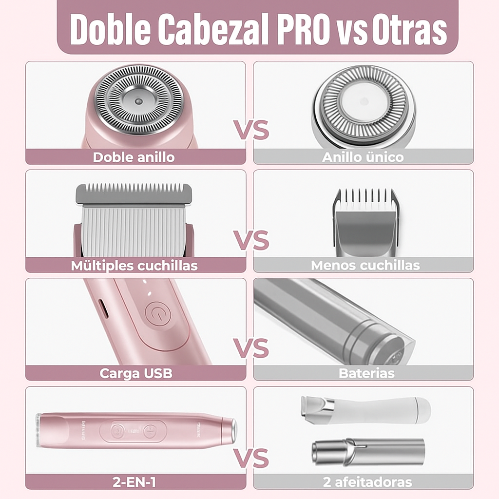 Depiladora con Doble Cabezal Pro® – ¡Elimina el vello sin cortarte ni irritarte en solo 5 minutos!