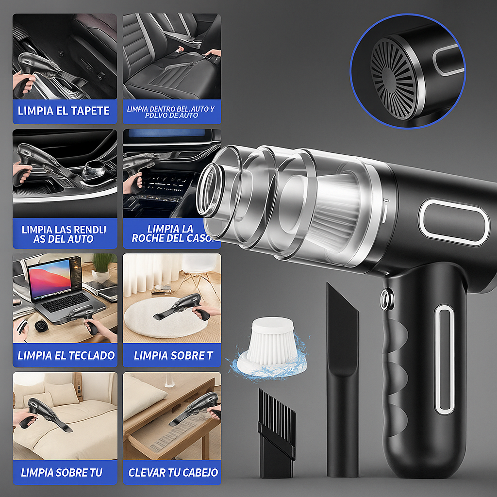 Aspiradora de Mano Pro® 3 en 1: ¡Limpieza Rápida y Poderosa, Sin Complicaciones y Sin Gastos Extras!