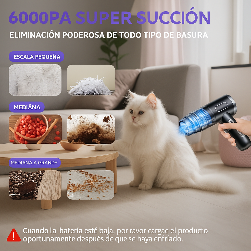 Aspiradora de Mano Pro® 3 en 1: ¡Limpieza Rápida y Poderosa, Sin Complicaciones y Sin Gastos Extras!