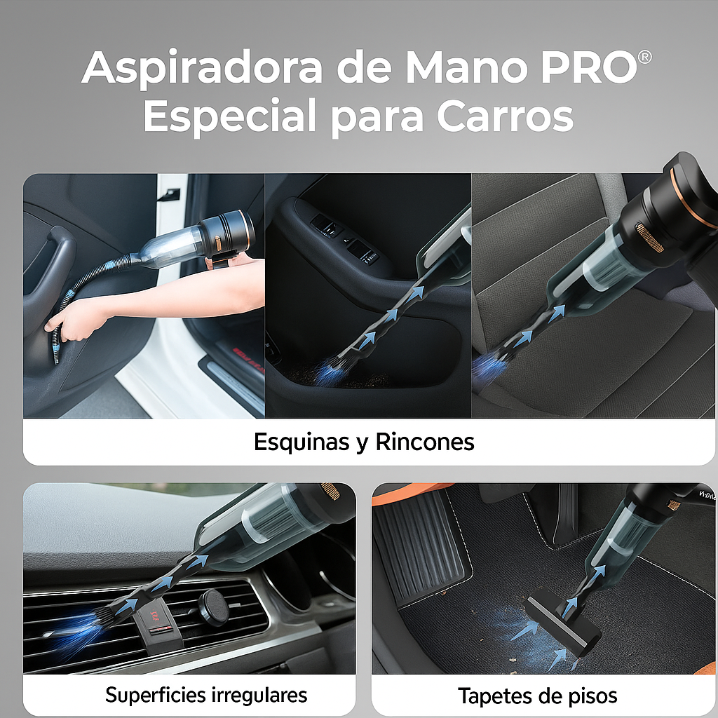 Aspiradora de Mano Pro® 3 en 1: ¡Limpieza Rápida y Poderosa, Sin Complicaciones y Sin Gastos Extras!