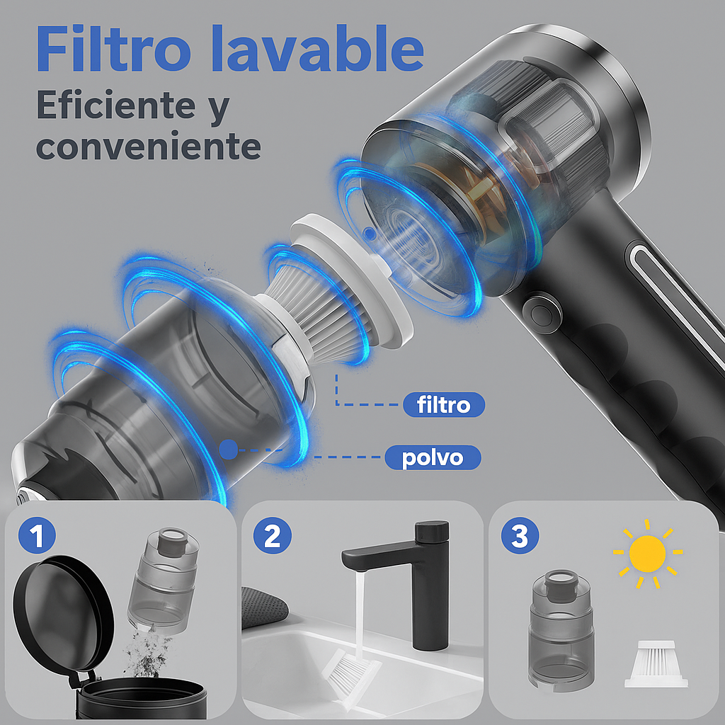 Aspiradora de Mano Pro® 3 en 1: ¡Limpieza Rápida y Poderosa, Sin Complicaciones y Sin Gastos Extras!
