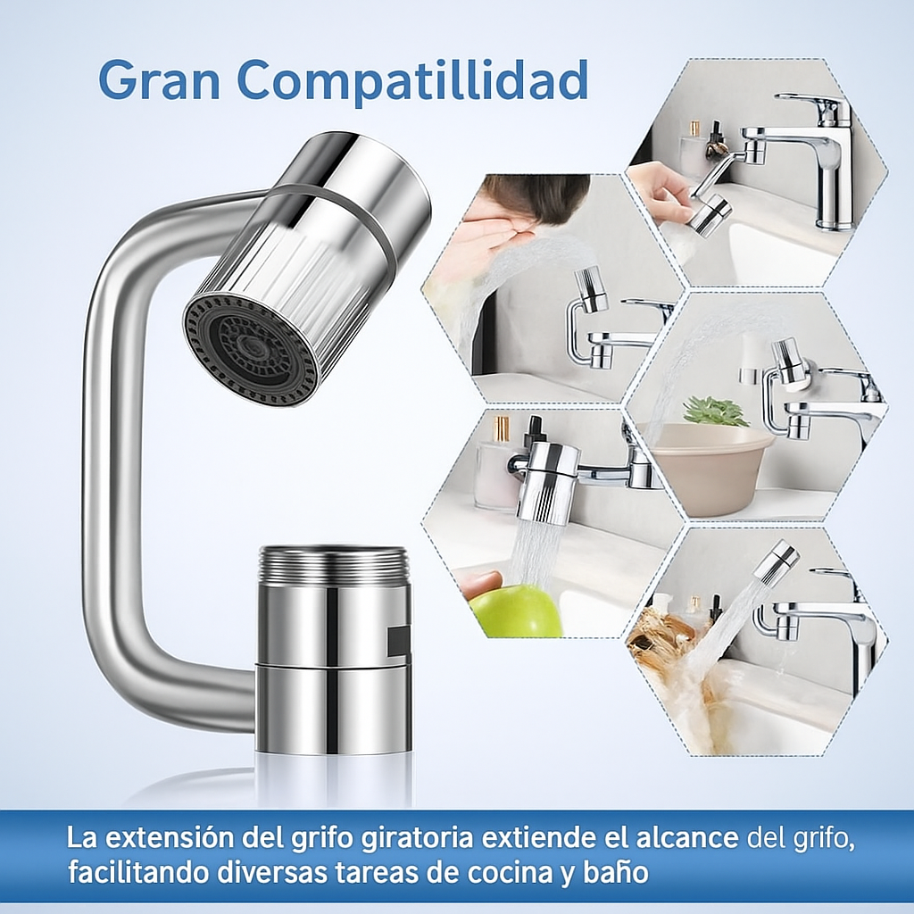 ¡Transforma tu baño con el Grifo Giratorio 1080°! Ahorra agua y espacio en segundos