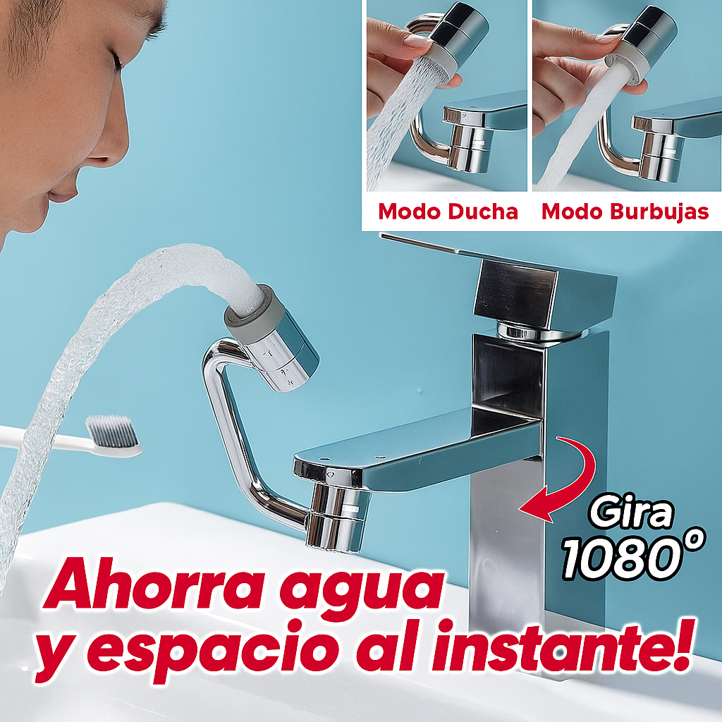¡Transforma tu baño con el Grifo Giratorio 1080°! Ahorra agua y espacio en segundos