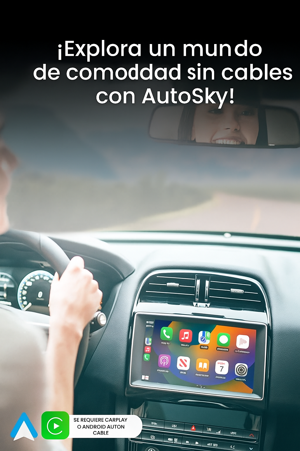 AutoSky Convierte tu carro viejo en un coche moderno con CarPlay inalámbrico en solo 30 segundos.