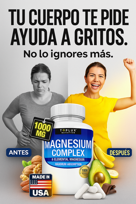 Magnesio 8 en 1: Más Energía, Menos Dolor, Menos Hinchazón en Solo 7 Días.