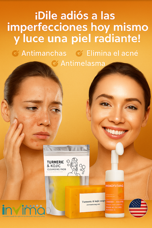 Kit Limpieza Facial de Cúrcuma: Elimina Manchas de Sol, Melasma y Acné