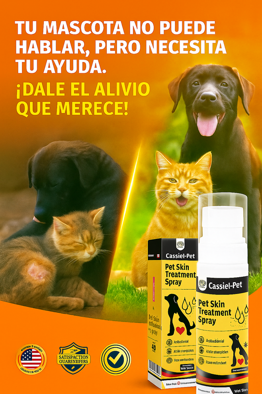 Spray Cassiel Pet: ¡Elimina Alergias, Hongos y Peladuras en la Piel de Tu Mascota!