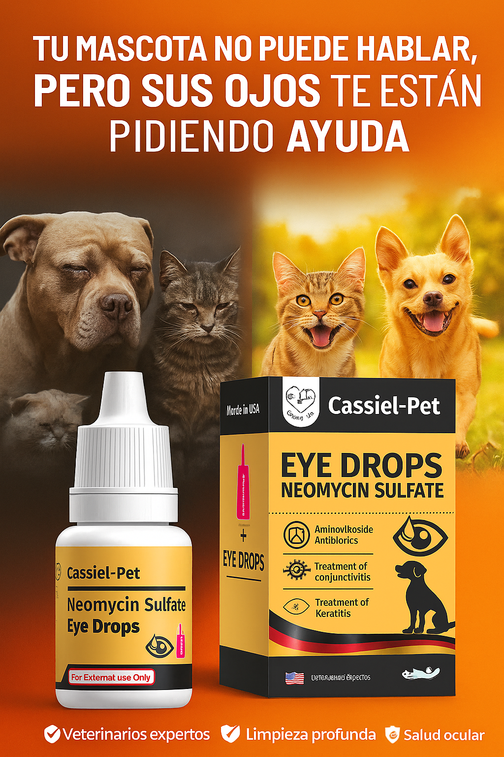 Cassiel-Pet: ¡Elimina las Lagañas, Ojos Blancos y Llorosos de Tu Mascota!