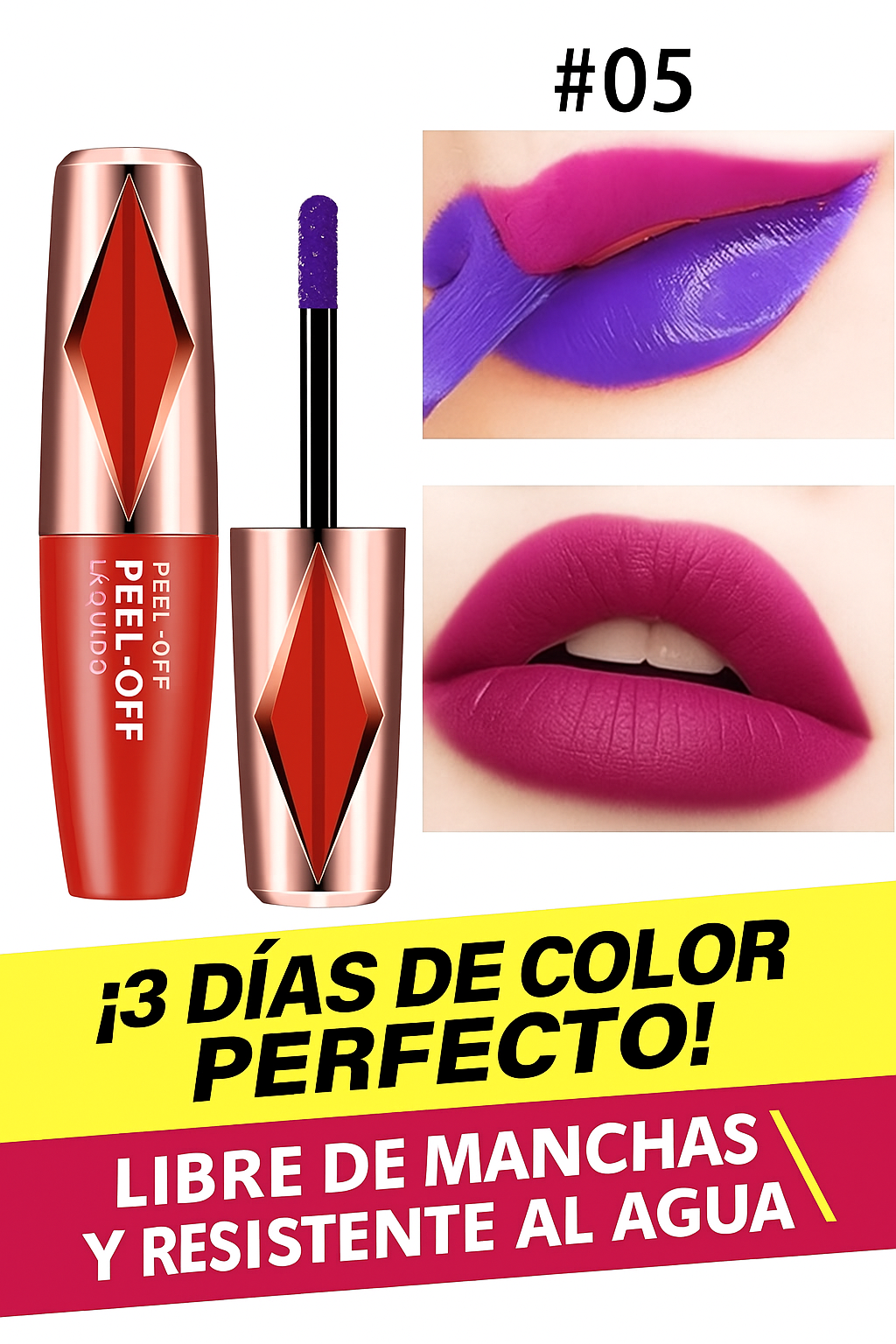 Peel-Off: 3 Días de Color Perfecto, Resistente al Agua y Libre de Manchas