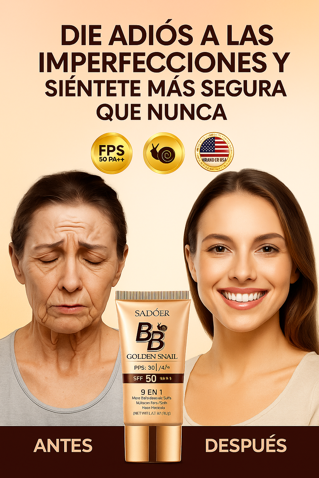 GOLD SNAIL BB CREAM — Adiós a las Arrugas e Imperfecciones en Solo 10 Segundos