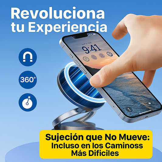 Soporte Magnético 360° para Celular: Sujeción Firme, Movilidad 360° y Comodidad para Conductores