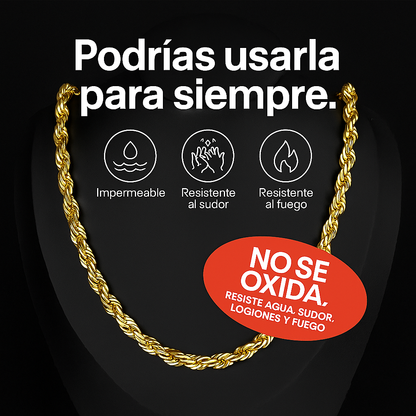 Cadena de Eslabón Torcido Chapada en Oro 14k – Resistente al Agua, Sudor y Fuego, 8mm de Estilo Único y Duradero