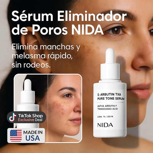 Sérum Eliminador de Poros NIDA – Elimina Manchas y Melasma Rápidamente, Resultados en Solo Semanas