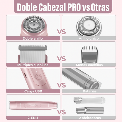 Depiladora con Doble Cabezal Pro® – ¡Elimina el vello sin cortarte ni irritarte en solo 5 minutos!