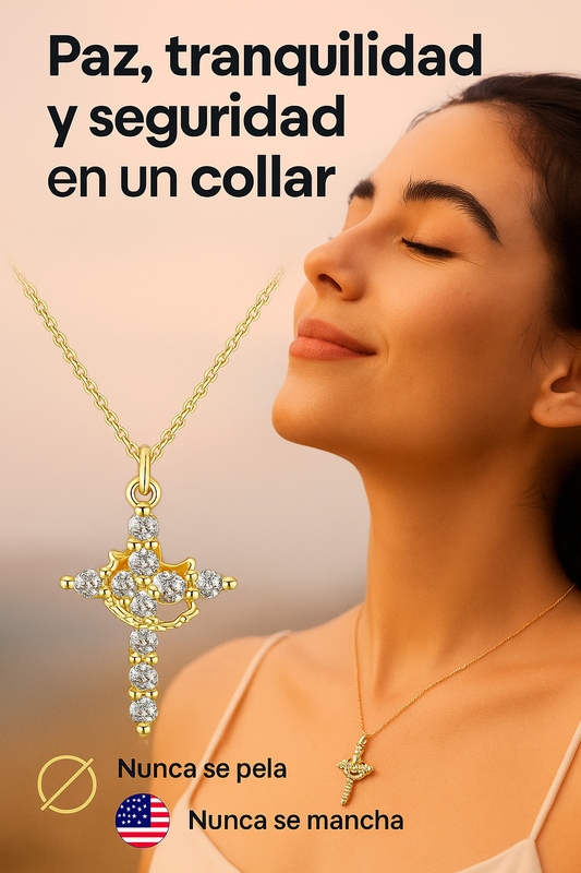 Collar Cruz Corona Giratoria – Fe que te acompaña siempre, tranquilidad en cada momento, seguridad que nunca se mancha