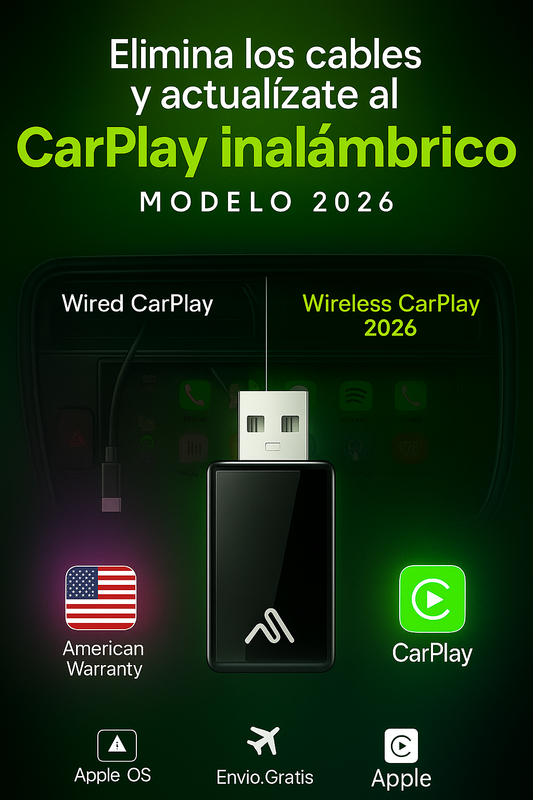 AutoSky Convierte tu carro viejo en un coche moderno con CarPlay inalámbrico en solo 30 segundos.