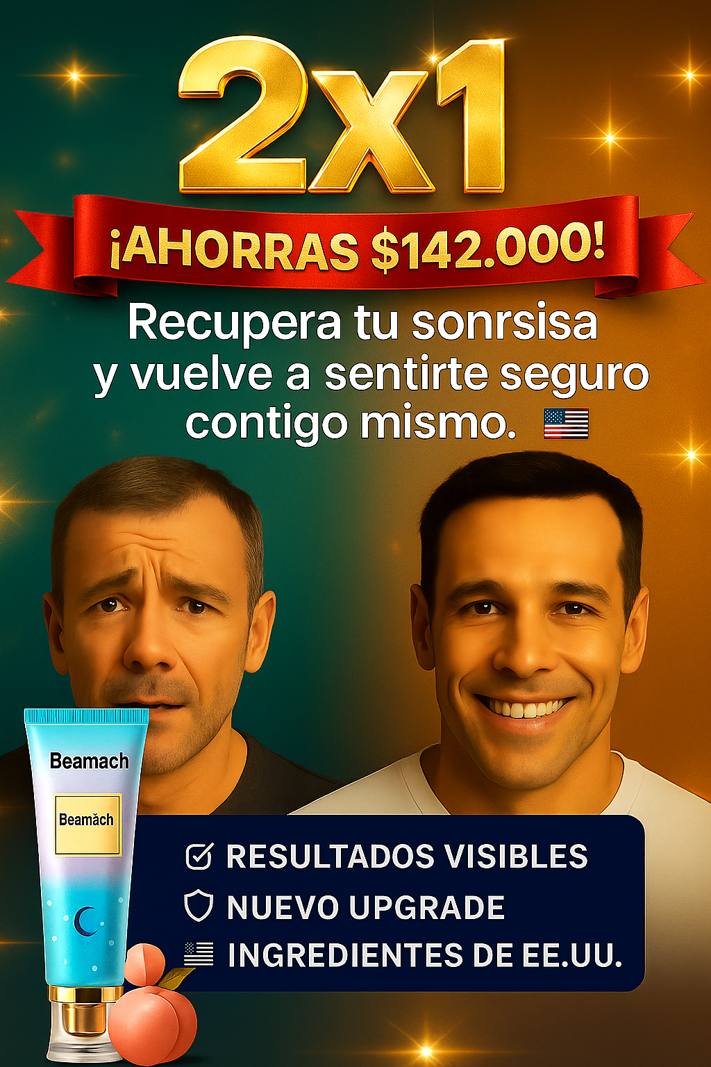 Beamach® (2x1) : Regenera tus dientes desde casa y despídete de agujeros, grietas y sensibilidad