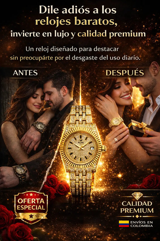 Reloj de Oro 14k y Diamantes – Elegancia brutal que no se pela, no se mancha y resiste todo en segundos
