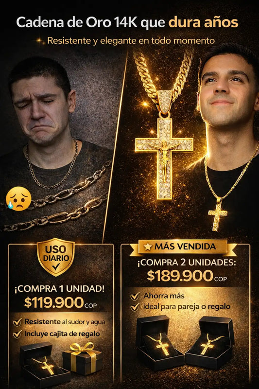 Cadena de Oro 14K: ¡Nunca Más Preocupaciones por el Desgaste! Resistente al Agua, Sudor y Mar