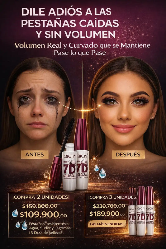 Máscara de pestañas 7D – Volumen Extremo y Curvado que Dura Hasta 3 Días, Sin Miedo al Agua ni al Sudor--