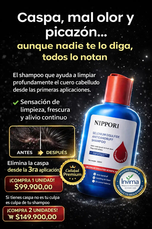 SHAMPOO NIPPORI -Adiós Caspa, Mal Olor y Picazón en 3 Aplicaciones