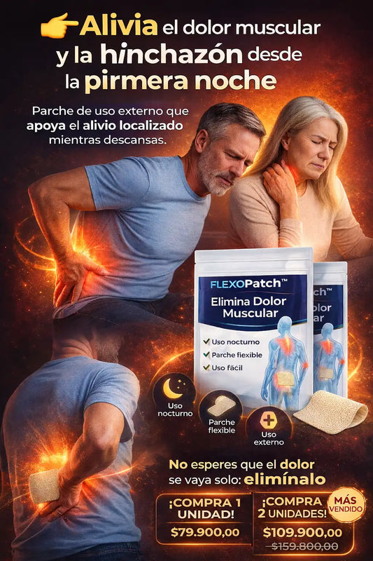 FlexoPatch™ — Elimina dolor muscular, baja la hinchazón y corta las molestias