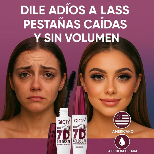 Máscara de pestañas 7D – Volumen Extremo y Curvado que Dura Hasta 3 Días, Sin Miedo al Agua ni al Sudor.