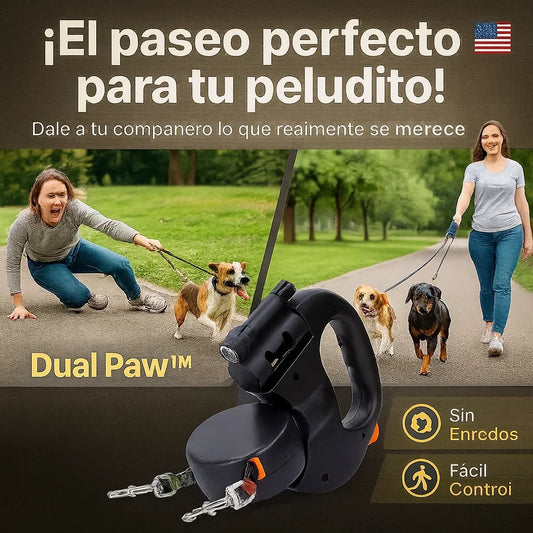 Dual Paw™ ¡Dile Adiós a los Enredos y Controla a Dos Perros con una Sola Mano!